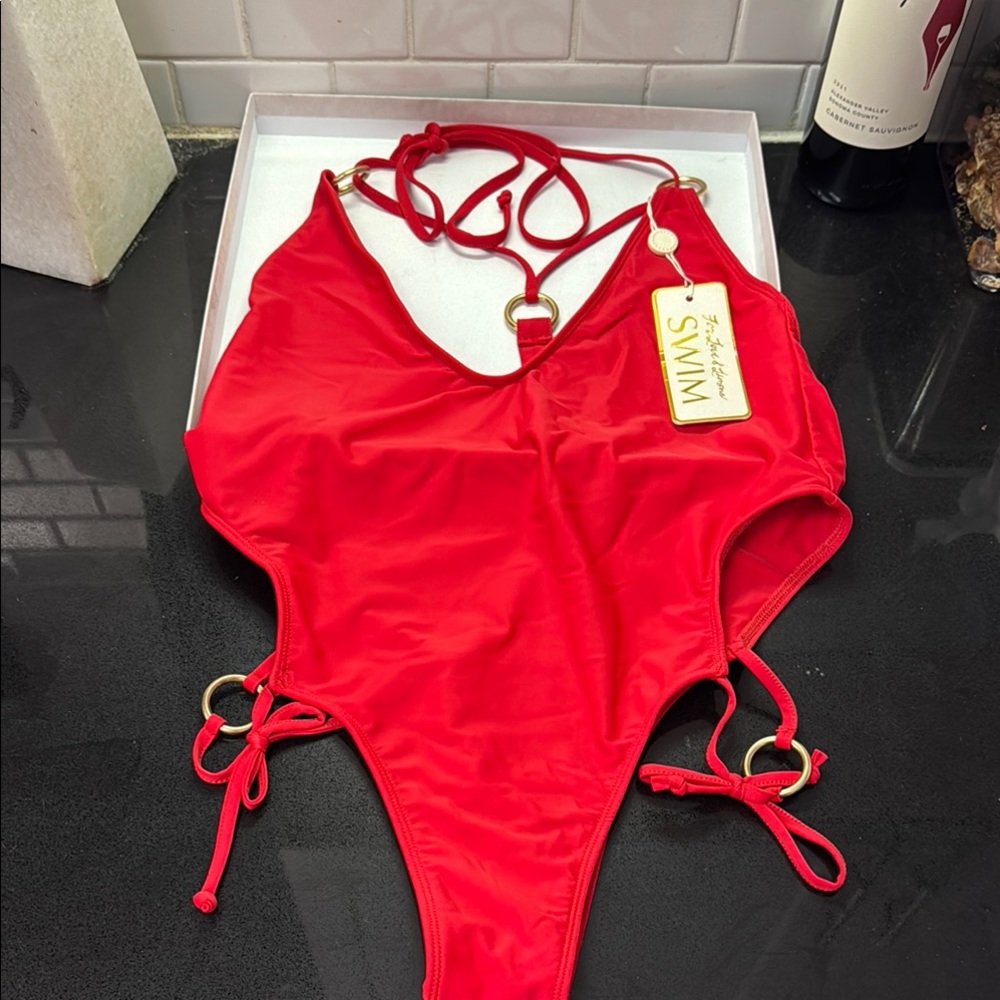 For Love And Lemons Red One Piece Swimsuit
